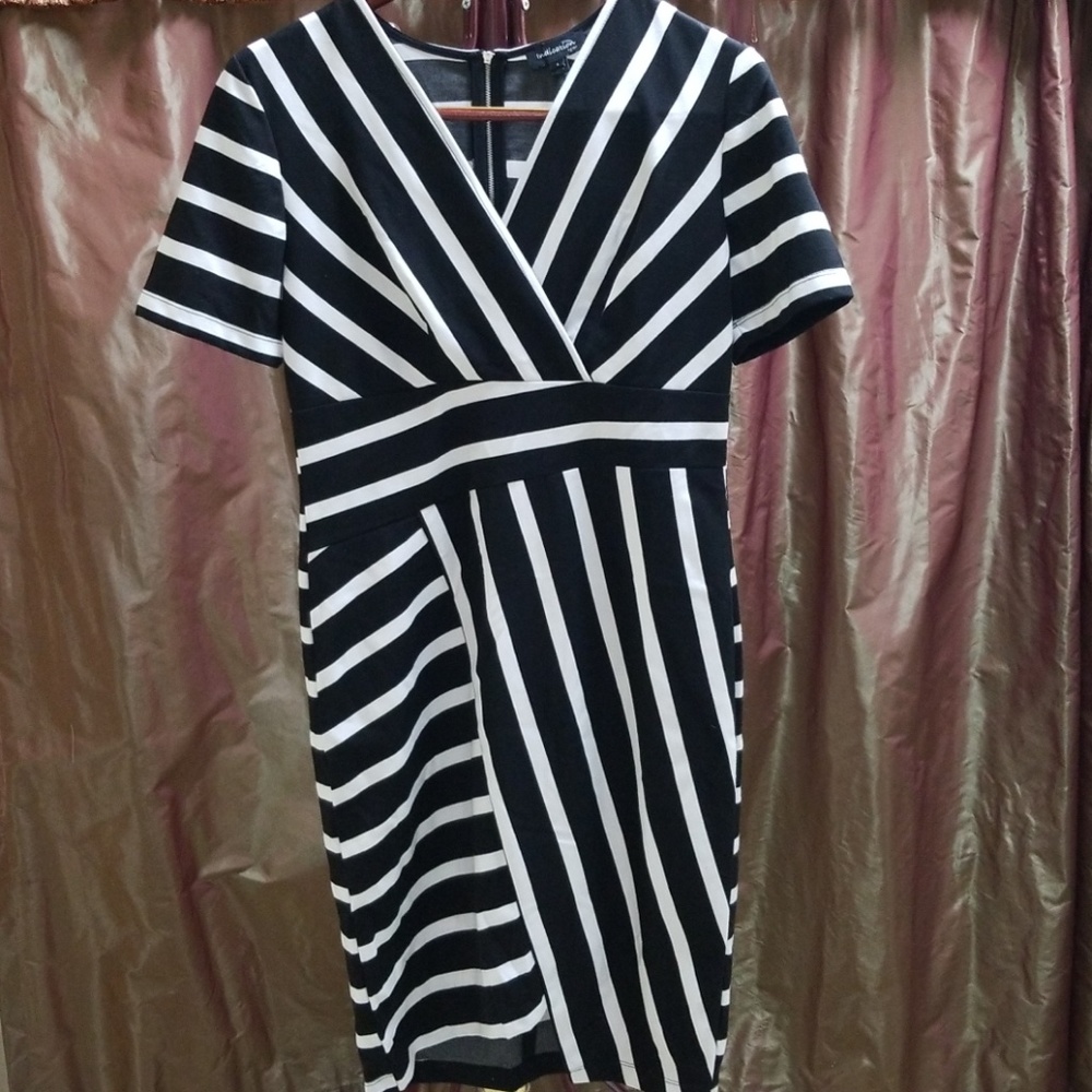 Black and white striped dress